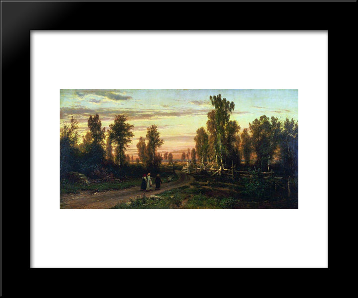 Evening 20x24 Black Modern Wood Framed Art Print Poster by Shishkin, Ivan