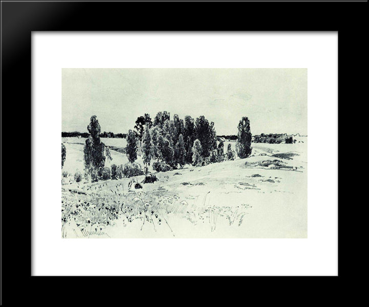 Fields And Groves 20x24 Black Modern Wood Framed Art Print Poster by Shishkin, Ivan