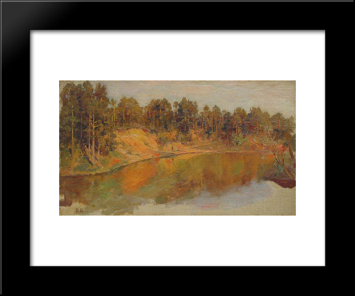 Forest Lake 20x24 Black Modern Wood Framed Art Print Poster by Shishkin, Ivan
