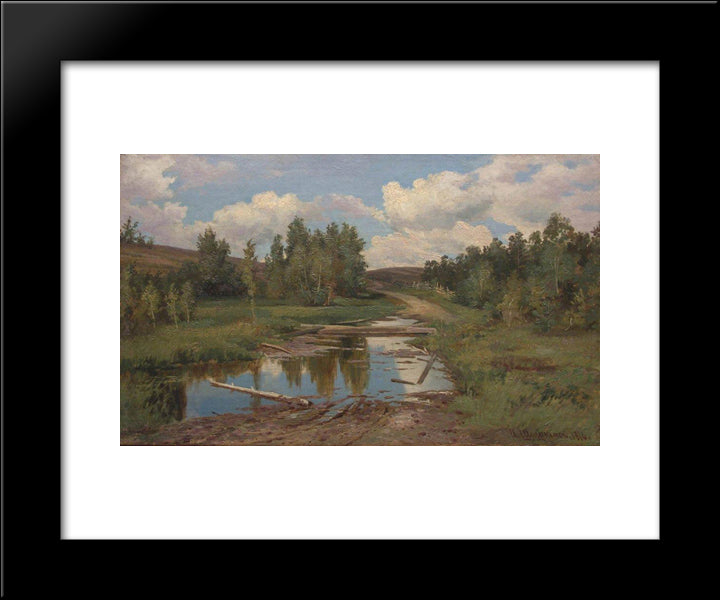 Forest Landscape. Road 20x24 Black Modern Wood Framed Art Print Poster by Shishkin, Ivan