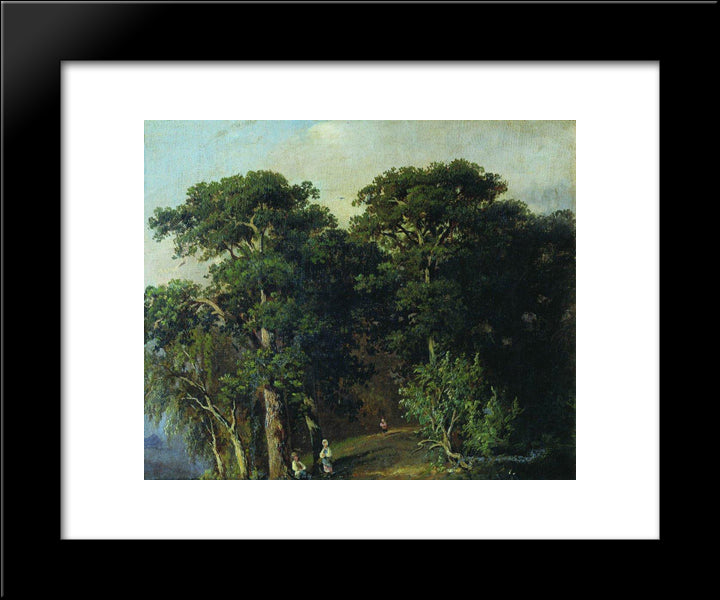 Forest Landscape With Figures 20x24 Black Modern Wood Framed Art Print Poster by Shishkin, Ivan