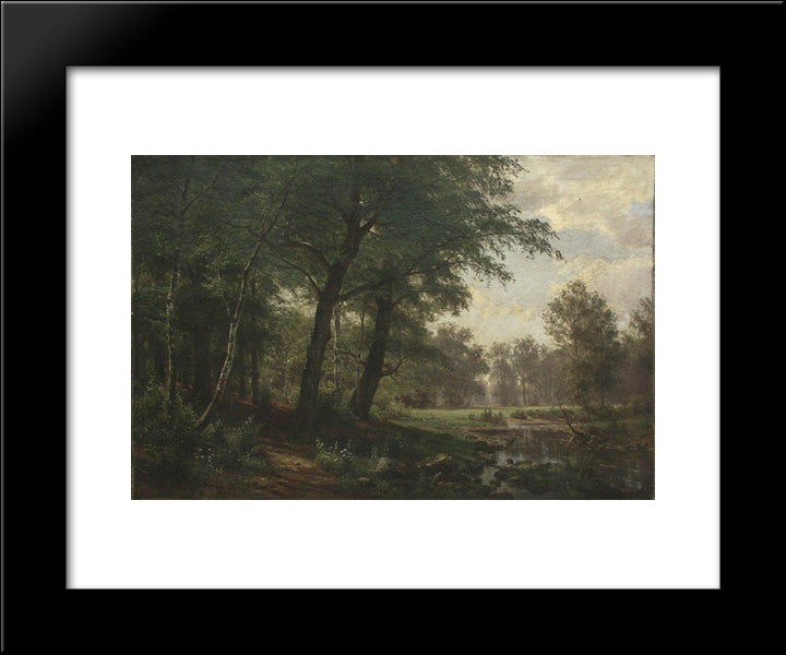 Forest Landscape With Stream 20x24 Black Modern Wood Framed Art Print Poster by Shishkin, Ivan