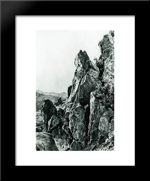 Gurzuf. Rocks 20x24 Black Modern Wood Framed Art Print Poster by Shishkin, Ivan