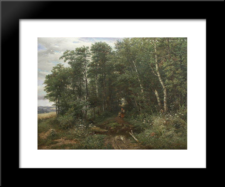 Mushroom Pickers 20x24 Black Modern Wood Framed Art Print Poster by Shishkin, Ivan