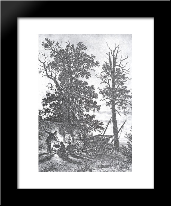 Night 20x24 Black Modern Wood Framed Art Print Poster by Shishkin, Ivan