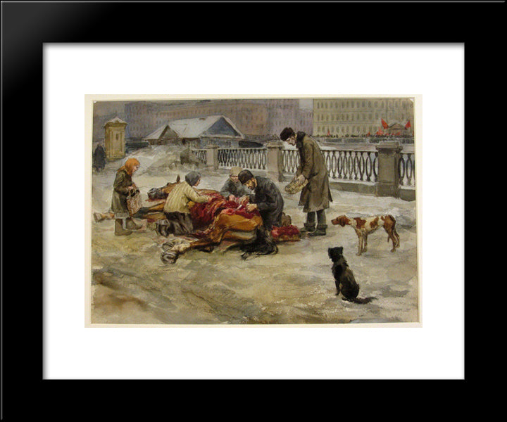 Famine 20x24 Black Modern Wood Framed Art Print Poster by Vladimirov, Ivan