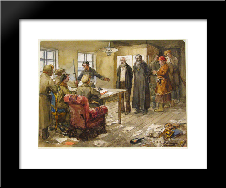 Questioning In The Committee Of Poor 20x24 Black Modern Wood Framed Art Print Poster by Vladimirov, Ivan