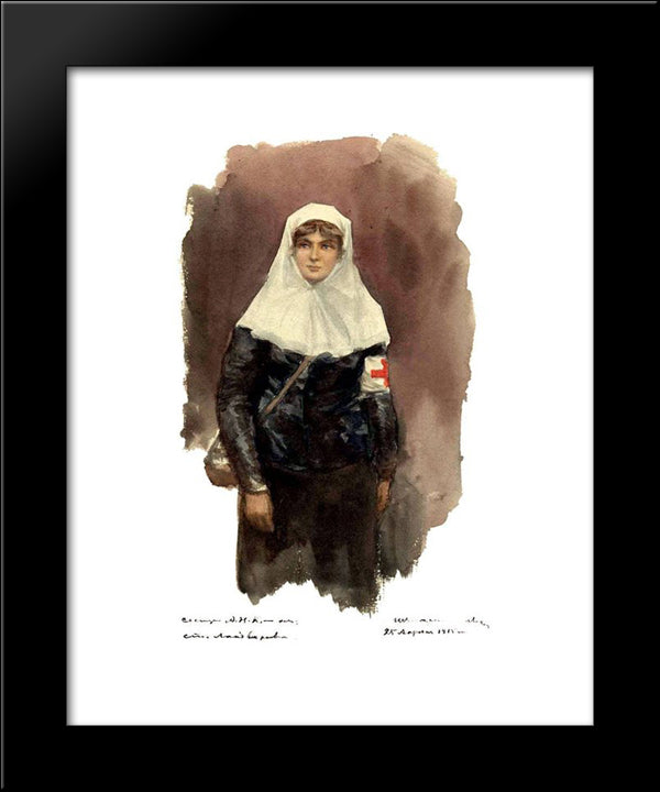 Sister Of Mercy 20x24 Black Modern Wood Framed Art Print Poster by Vladimirov, Ivan