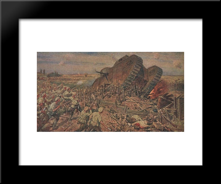 The Capturing Of A Tank Near Kakhovka 20x24 Black Modern Wood Framed Art Print Poster by Vladimirov, Ivan