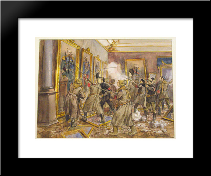 The Pogrom Of The Winter Palace 20x24 Black Modern Wood Framed Art Print Poster by Vladimirov, Ivan
