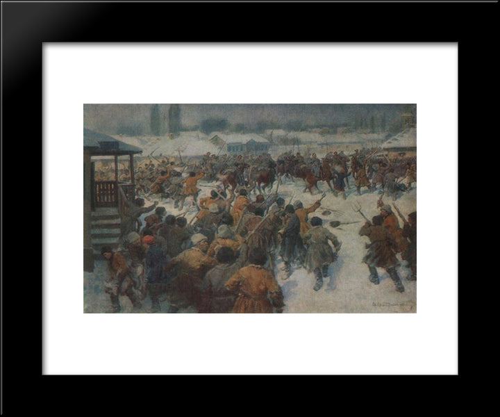 The Revolt Of The Peasants In The Village Sorochintsy 20x24 Black Modern Wood Framed Art Print Poster by Vladimirov, Ivan