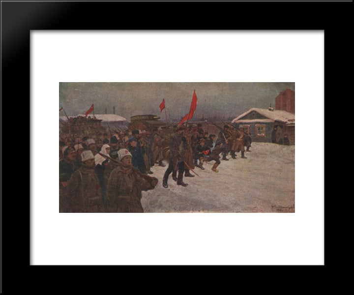 The Revolt Of The Soldiers And Workers In The Days Of February 1917 20x24 Black Modern Wood Framed Art Print Poster by Vladimirov, Ivan
