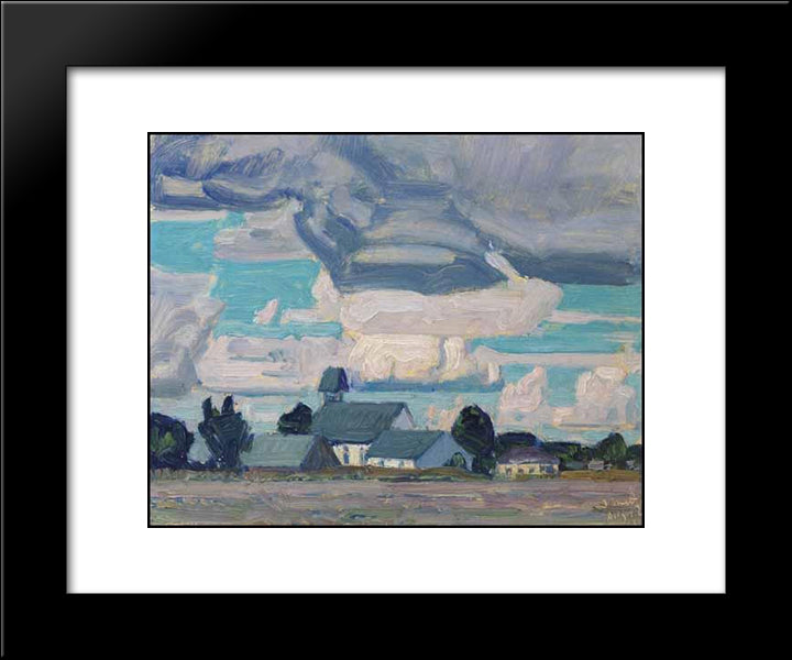 Cloudy Sky, Thornhill Church 20x24 Black Modern Wood Framed Art Print Poster by MacDonald, J. E. H.