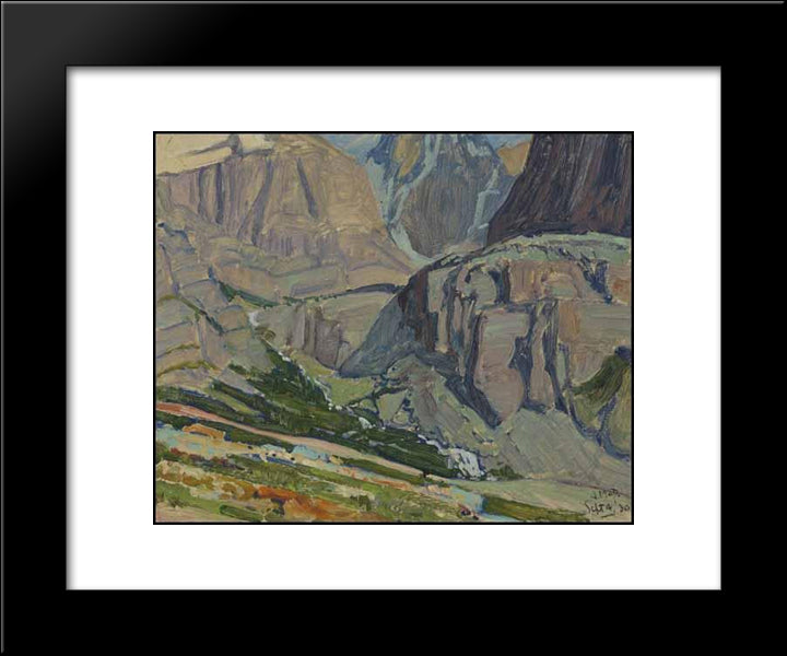 Valley And Stream, Oesa Trail, Lake O'Hara 20x24 Black Modern Wood Framed Art Print Poster by MacDonald, J. E. H.