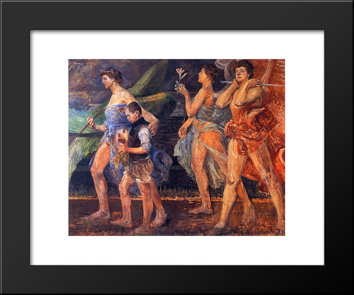 Angels With Tobias 20x24 Black Modern Wood Framed Art Print Poster by Malczewski, Jacek