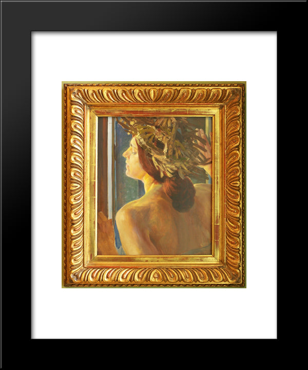 Study Of A Woman By The Window 20x24 Black Modern Wood Framed Art Print Poster by Malczewski, Jacek