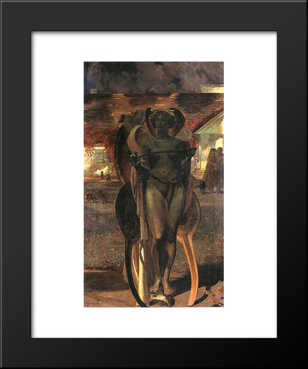 Thanatos Ii 20x24 Black Modern Wood Framed Art Print Poster by Malczewski, Jacek