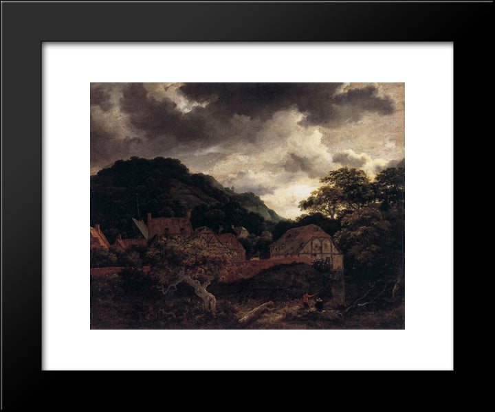 Village At The Wood'S Edge 20x24 Black Modern Wood Framed Art Print Poster by van Ruisdael, Jacob Isaakszoon