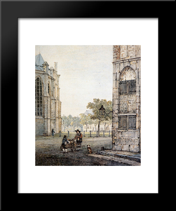 Grotekerksplein In Dordrecht 20x24 Black Modern Wood Framed Art Print Poster by van Strij, Jacob