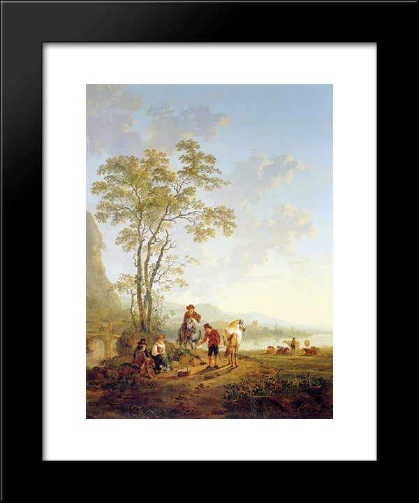 Italian Landscape And Ruin Merwede 20x24 Black Modern Wood Framed Art Print Poster by van Strij, Jacob