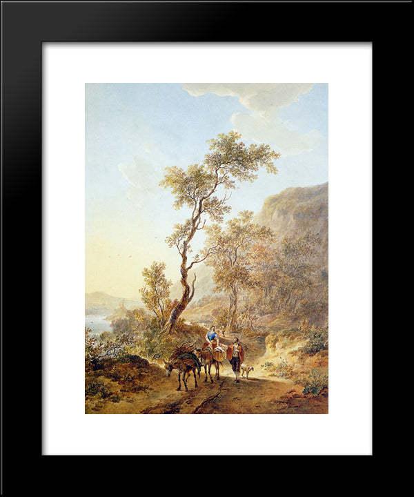 Italian Landscape With Herdsmen Couple 20x24 Black Modern Wood Framed Art Print Poster by van Strij, Jacob
