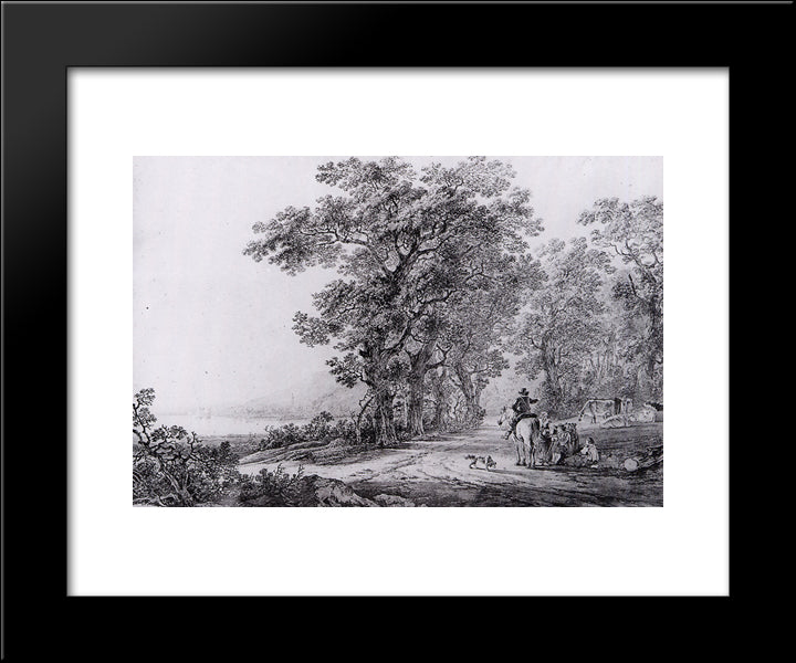 Landscape With Forest 20x24 Black Modern Wood Framed Art Print Poster by van Strij, Jacob