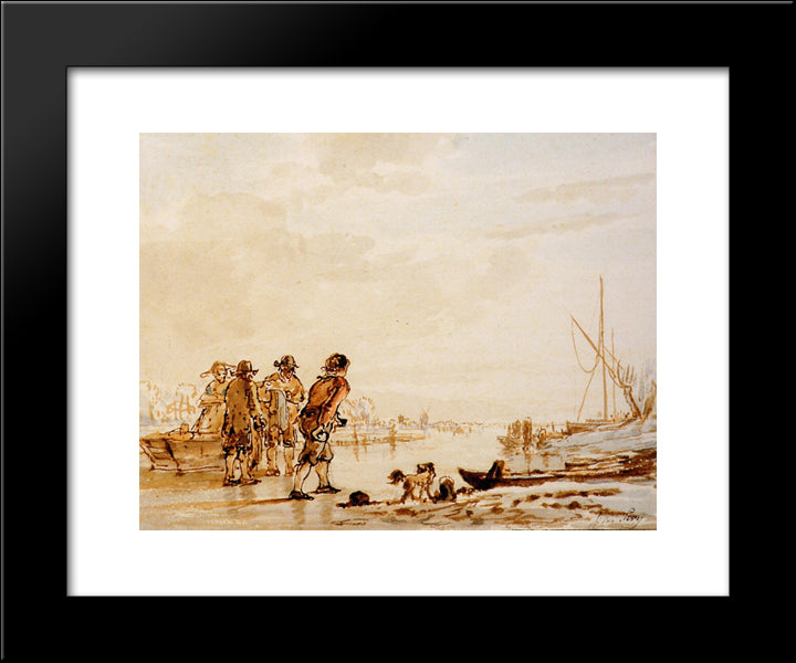 Winter Landscape 20x24 Black Modern Wood Framed Art Print Poster by van Strij, Jacob