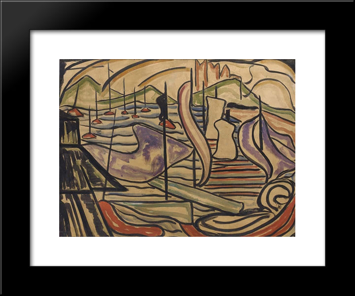 Harbor Scene 20x24 Black Modern Wood Framed Art Print Poster by Heemskerck, Jacoba van