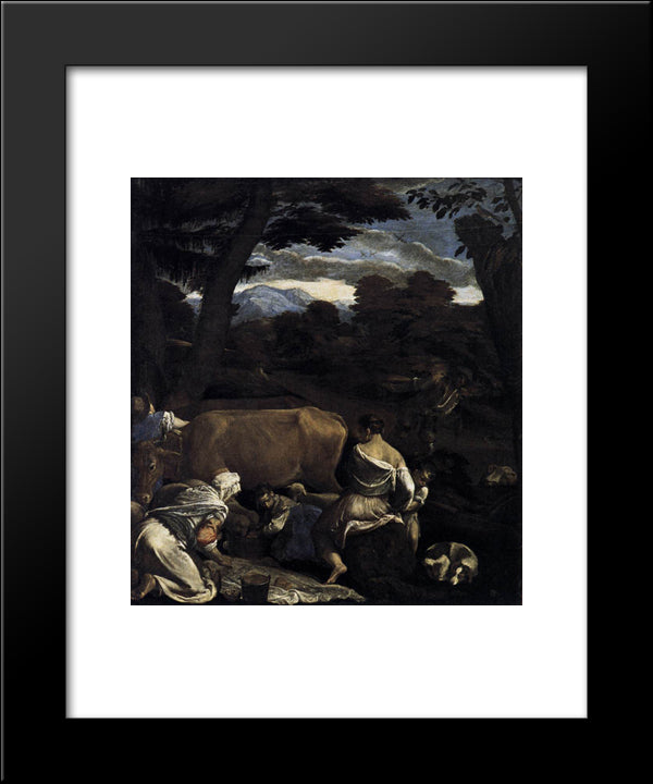 Pastoral Scene 20x24 Black Modern Wood Framed Art Print Poster by Bassano, Jacopo