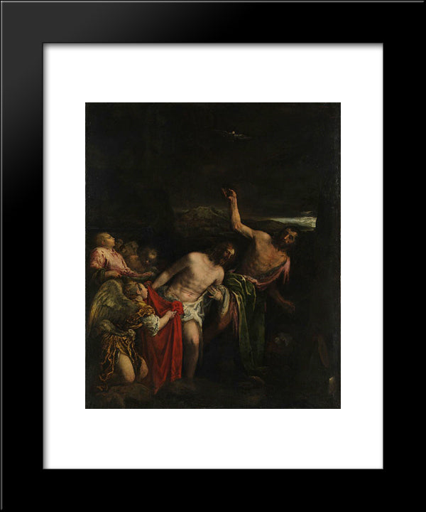 The Baptism Of Christ 20x24 Black Modern Wood Framed Art Print Poster by Bassano, Jacopo