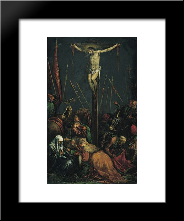 The Crucifixion 20x24 Black Modern Wood Framed Art Print Poster by Bassano, Jacopo