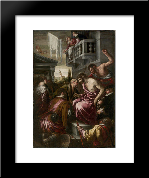 The Mocking Of Christ 20x24 Black Modern Wood Framed Art Print Poster by Bassano, Jacopo