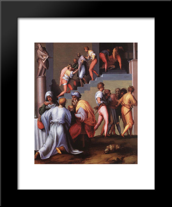 Punishment Of The Baker 20x24 Black Modern Wood Framed Art Print Poster by Pontormo, Jacopo