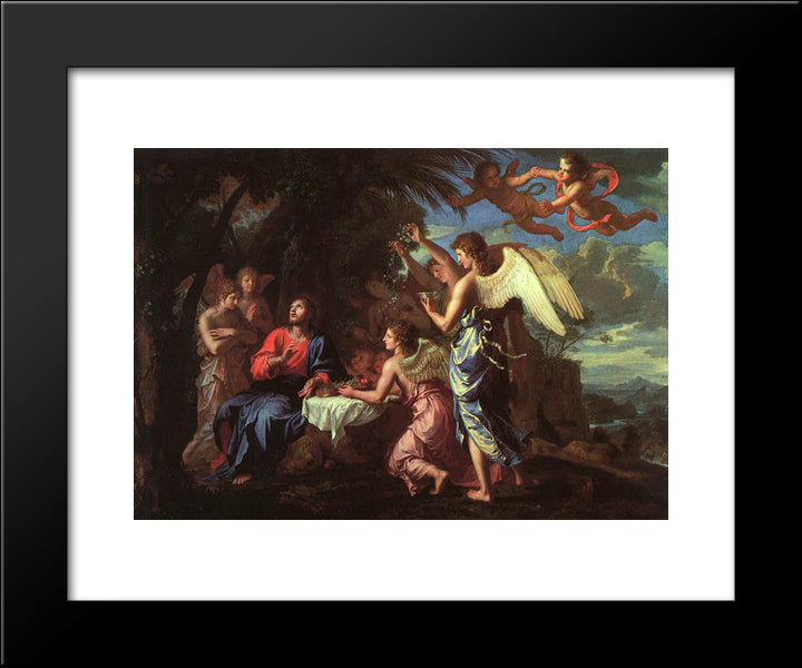 Christ Served By The Angels 20x24 Black Modern Wood Framed Art Print Poster by Stella, Jacques