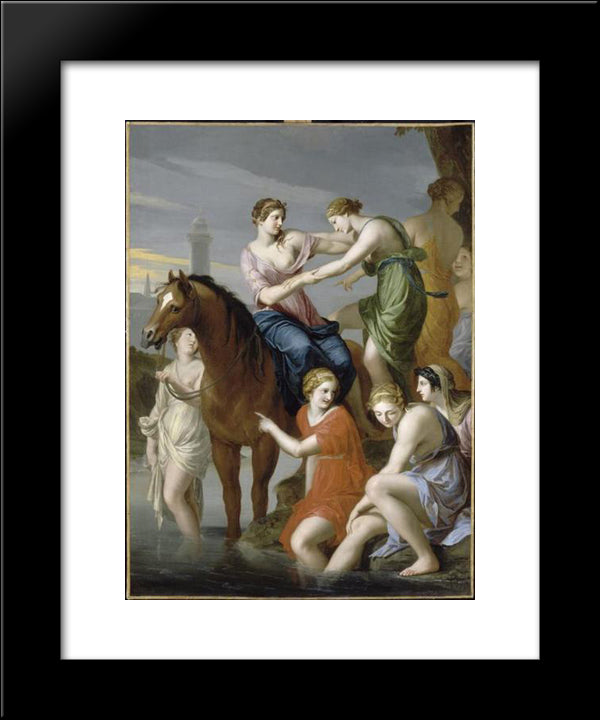 Clelia Crossing The Tiber 20x24 Black Modern Wood Framed Art Print Poster by Stella, Jacques