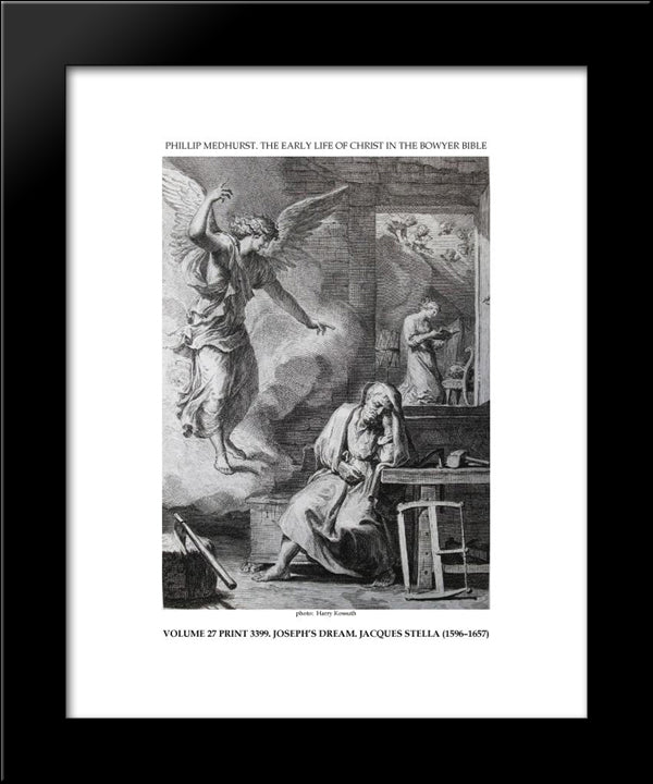 Early Life Of Christ In The Bowyer Bible Print 9 Of 21. Dream Of Saint Joseph 20x24 Black Modern Wood Framed Art Print Poster by Stella, Jacques