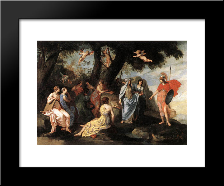 Minerva With The Muses 20x24 Black Modern Wood Framed Art Print Poster by Stella, Jacques
