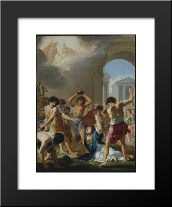 The Martyrdom Of St Stephen 20x24 Black Modern Wood Framed Art Print Poster by Stella, Jacques