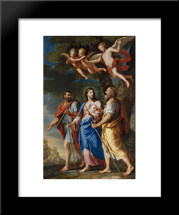The Pilgrims Of Emmaus 20x24 Black Modern Wood Framed Art Print Poster by Stella, Jacques