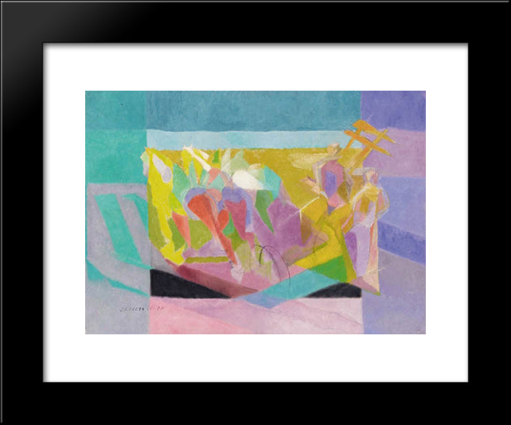 La Faucheuse Aux Cheveaux (De Dos) 20x24 Black Modern Wood Framed Art Print Poster by Villon, Jacques