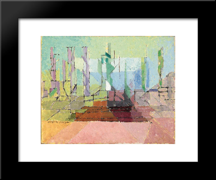 Les Peupliers 20x24 Black Modern Wood Framed Art Print Poster by Villon, Jacques
