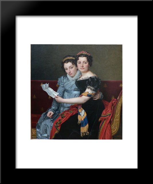 The Sisters Zenaide And Charlotte-Bonaparte 20x24 Black Modern Wood Framed Art Print Poster by David, Jacques Louis