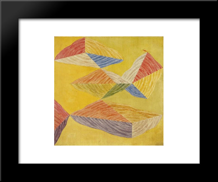 Bird, Tree And Mountain 20x24 Black Modern Wood Framed Art Print Poster by Swaminathan, Jagdish