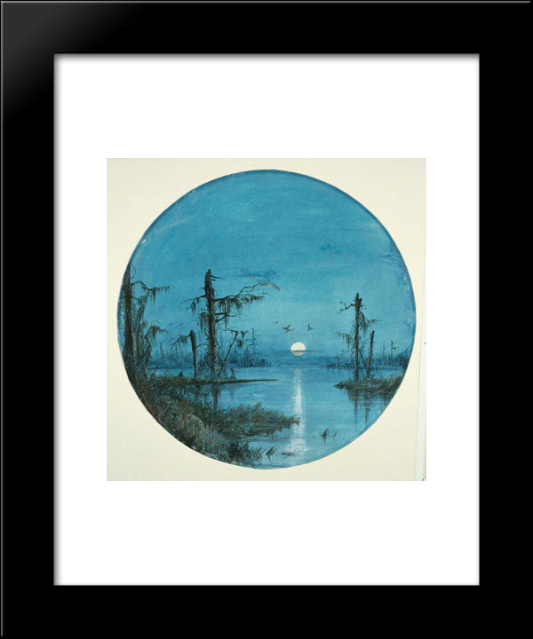 Bayou In Moonlight 20x24 Black Modern Wood Framed Art Print Poster by Hamilton, James