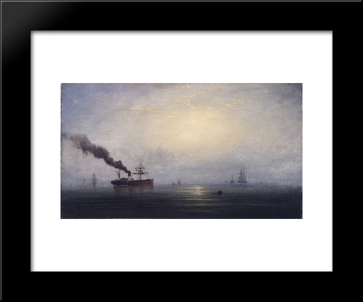 Foggy Morning On The Thames 20x24 Black Modern Wood Framed Art Print Poster by Hamilton, James