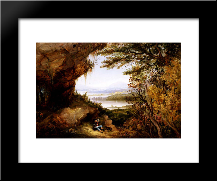 Scene On The Hudson (Rip Van Winkle) 20x24 Black Modern Wood Framed Art Print Poster by Hamilton, James