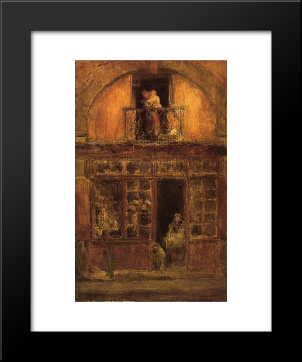 A Shop With A Balcony 20x24 Black Modern Wood Framed Art Print Poster by Whistler, James McNeill