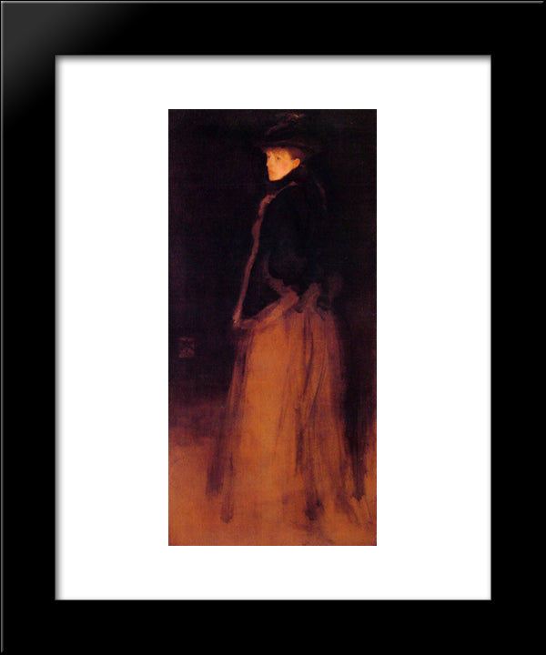 Arrangement In Black And Brown The Fur Jacket 20x24 Black Modern Wood Framed Art Print Poster by Whistler, James McNeill