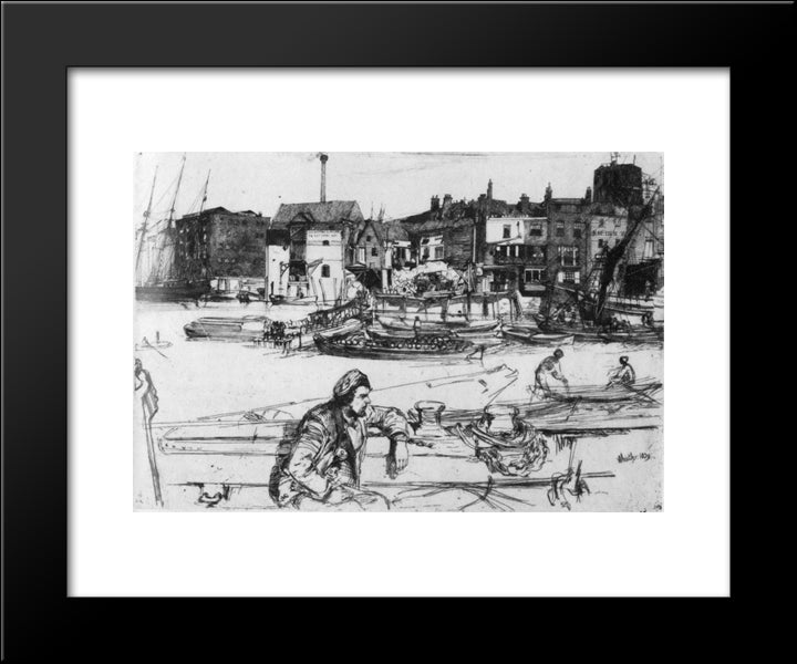 Black Lion Wharf 20x24 Black Modern Wood Framed Art Print Poster by Whistler, James McNeill