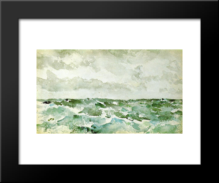 Blue And Silver The Chopping Channel 20x24 Black Modern Wood Framed Art Print Poster by Whistler, James McNeill